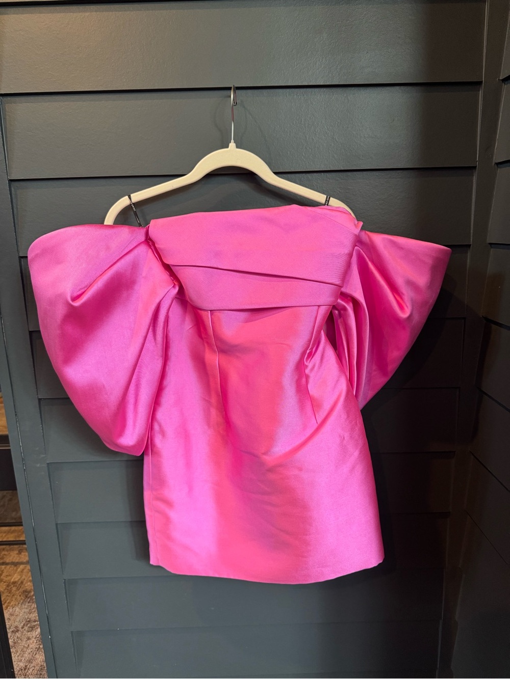 Off-Shoulder Pink Satin Statement Top